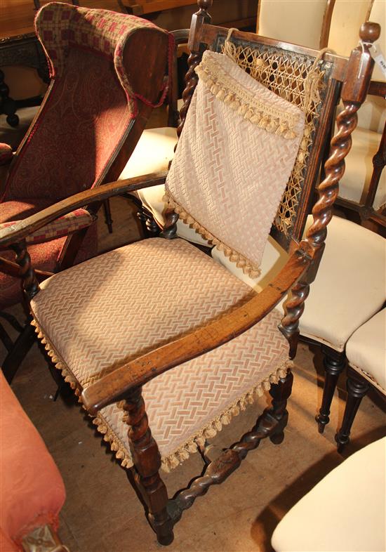 17th Century & later caned walnut armchair(-)